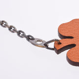 Hermes Hermes Keychain Lucky 4 4叶三叶草Anis绿色/橙色男女皆宜的皮革钥匙戒指A级使用Silgrin