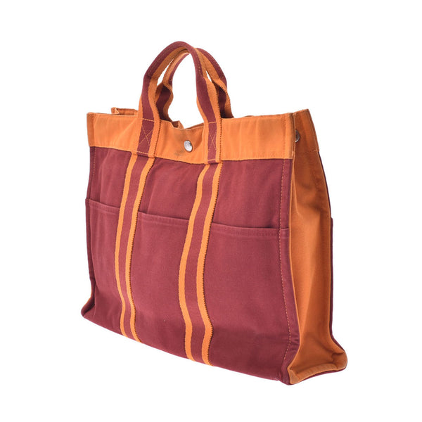 HERMES Hermes Four to MM French Festival Hawaii Exclusive Bordeaux/Orange Ladies Canvas Tote Bag B Rank Used Ginzo