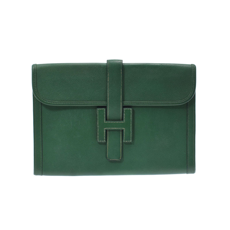 Hermes Hermes Jigge PM Green○O钢（1985年左右）UniSEX Kushuber离合器袋B排名使用的水池