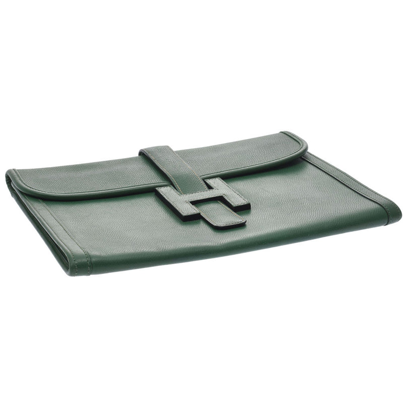 Hermes Hermes Jigge PM Green ○ O Steel (around 1985) Unisex Kushuber Clutch Bag B Rank Used Sinkjo