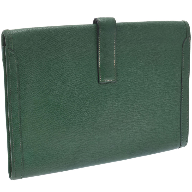 Hermes Hermes Jigge PM Green ○ O Steel (around 1985) Unisex Kushuber Clutch Bag B Rank Used Sinkjo