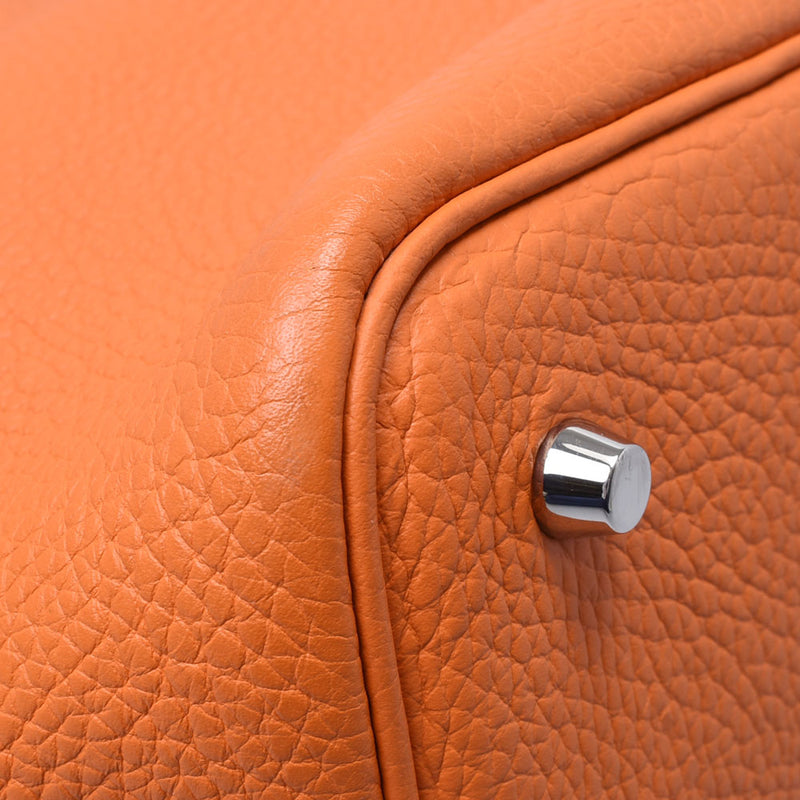 Hermes Hermes Picon Lock MM Orange Silver Bracket □ Q Immediate (around 2013) Women's Triyo Clemance Handbag A rank used Silgrin