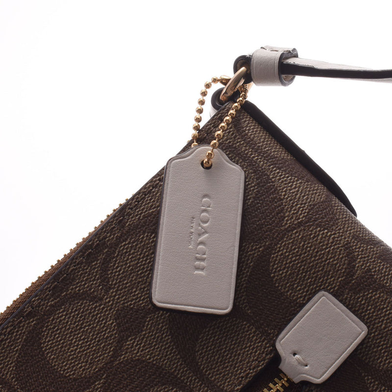 COACH Coach Signature Flat Type Beige / Ivory C1554 Unisex PVC × Leather Shoulder Bag Unused Silgrin