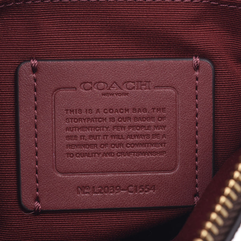 教练教练签名扁平型深棕色/红色C1554男女皆宜的PVC×皮革单肩包未使用的SILGRIN