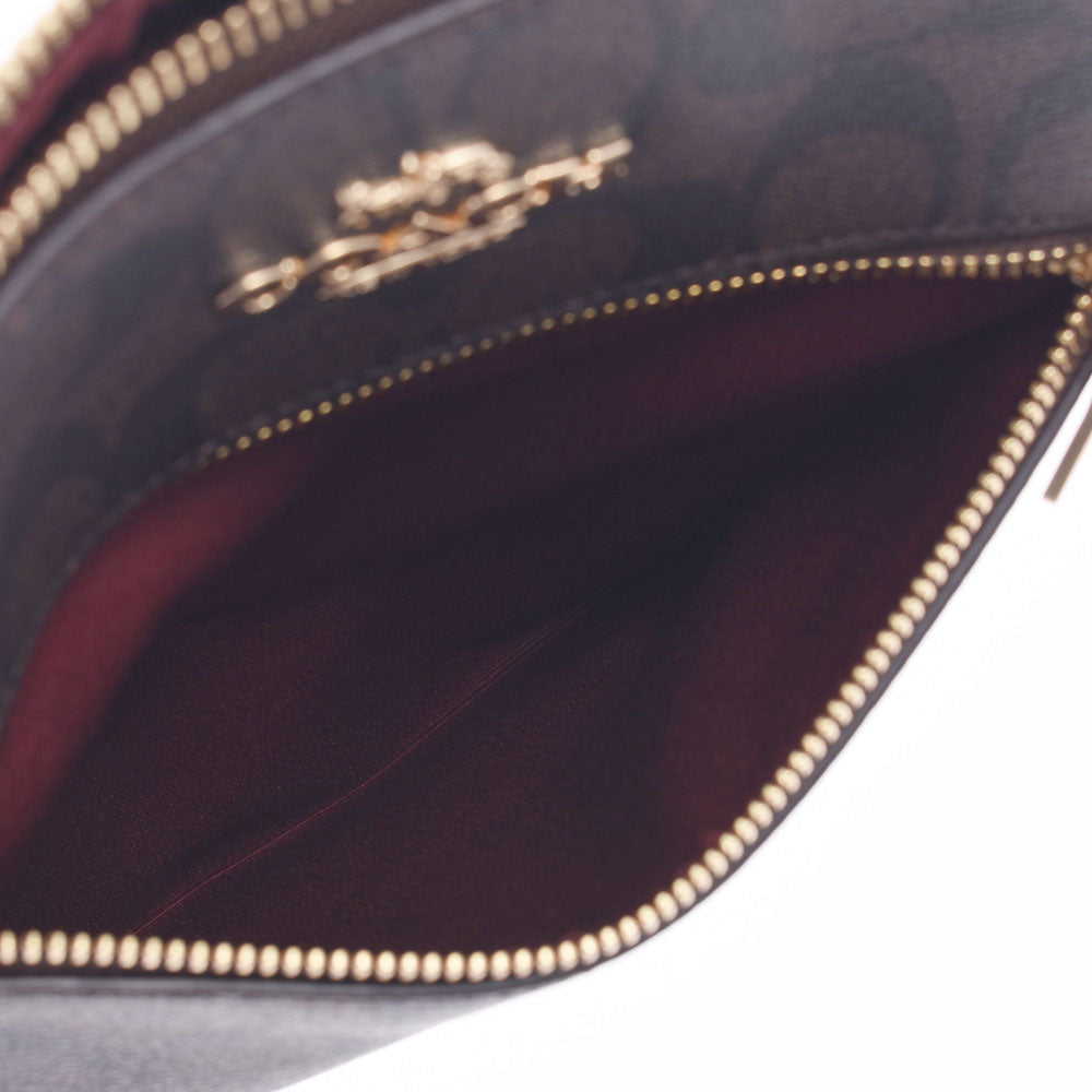 コーチシグネチャー フラットタイプ ダークブラウン/赤 ユニ