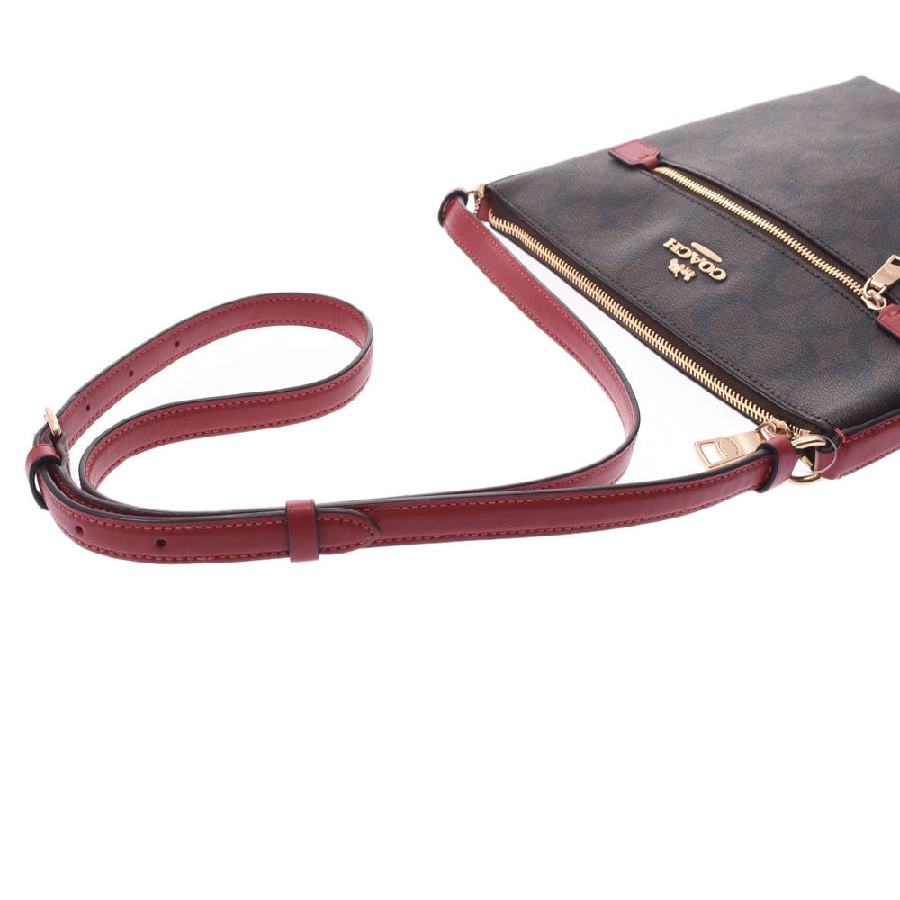 COACH お財布ショルダーバッグ シグネチャー柄 ブラウン ☆COACHシグネチャー柄ショルダーバッグ☆斜め掛け可ブラウン