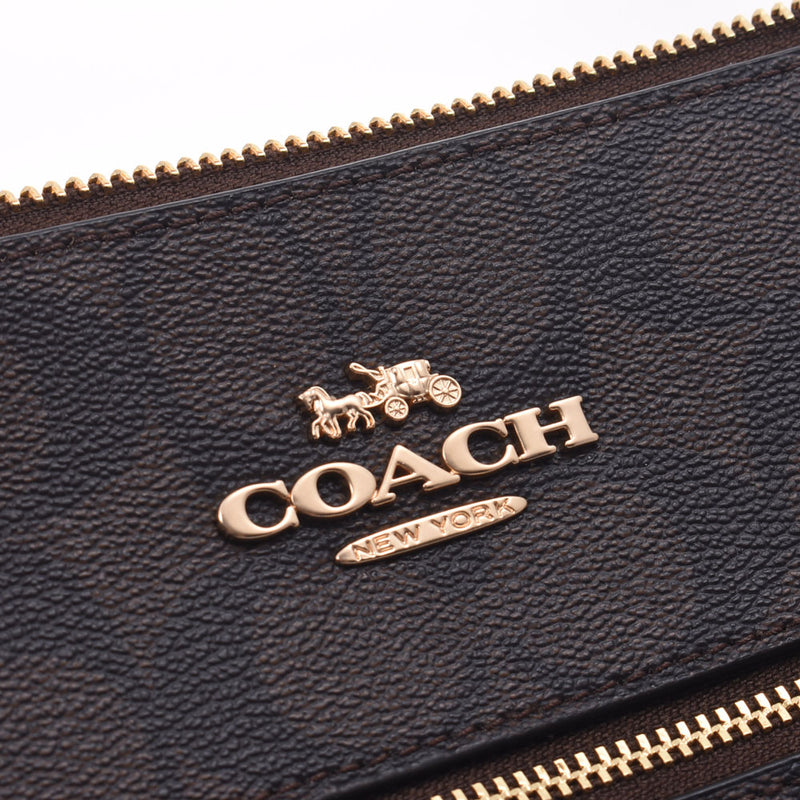COACH 教练签名平型深棕色/黑色 C1554 中性 PVC ×皮革肩包未使用银藏
