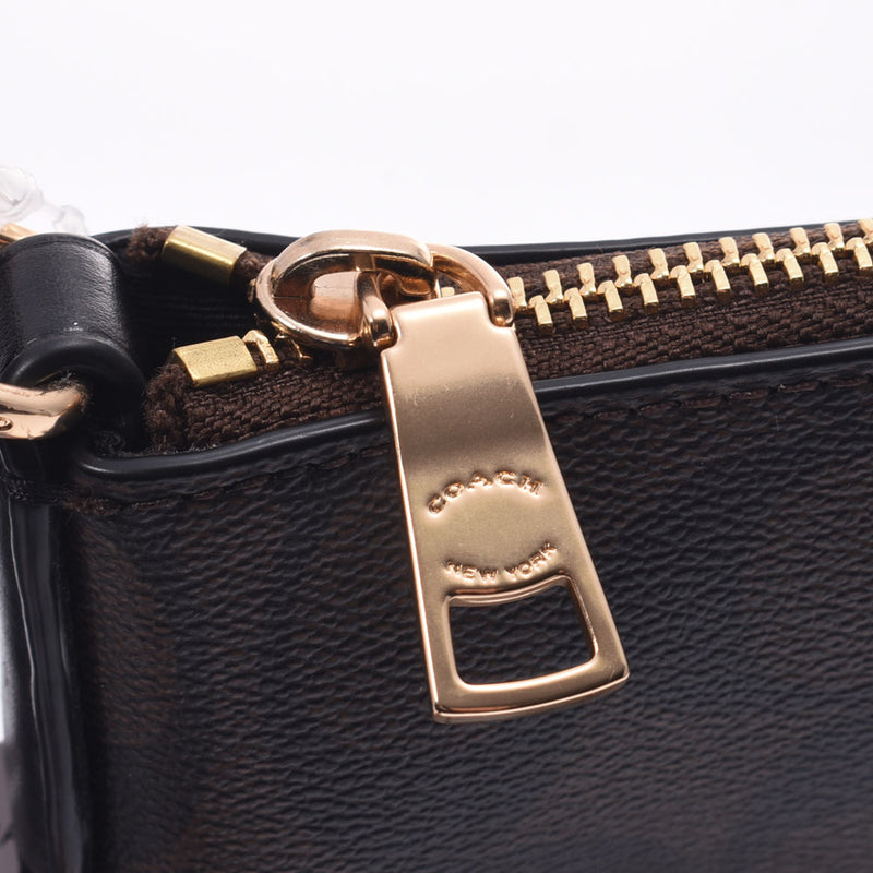 COACH Coach Signature Flat Type Dark Brown / Black C1554 Unisex PVC × Leather Shoulder Bag Unused Ginzo