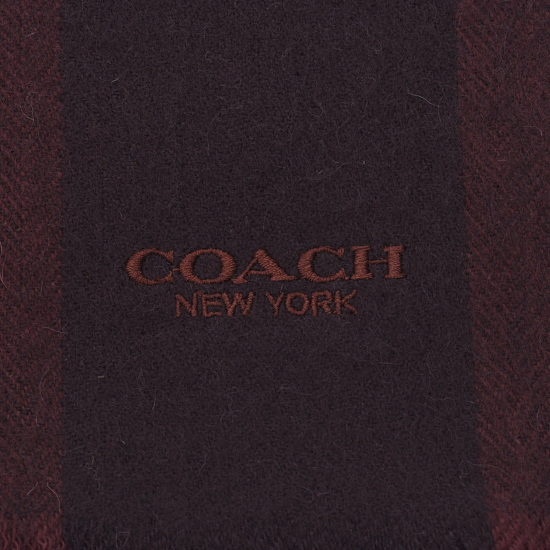 COACH Coach Bargandy × Wall Nuts / Engine-Based 76059 Unisex Wool 95% / Cashmere 5% Muffler Unused Silver