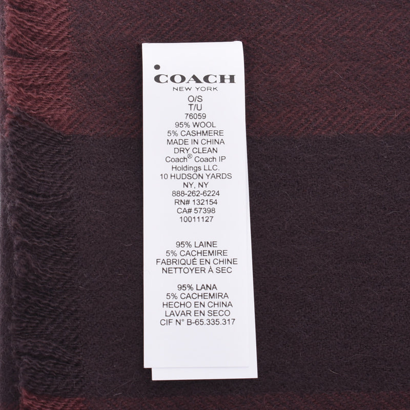 COACH Coach Bargandy × Wall Nuts / Engine-Based 76059 Unisex Wool 95% / Cashmere 5% Muffler Unused Silver