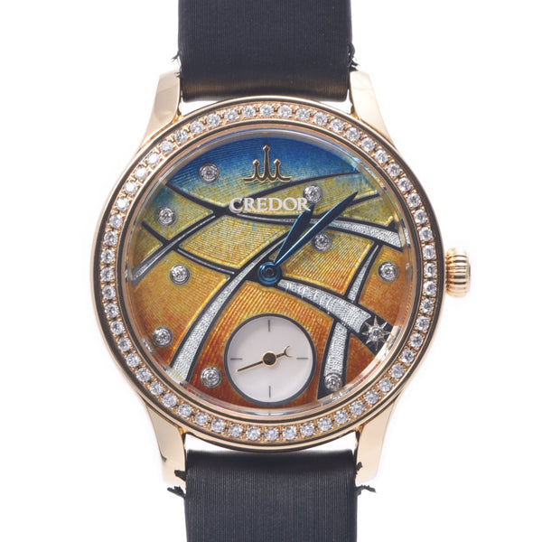 SEIKO Seiko Credor Calibre 6898 20th Anniversary Enamel Dial Limited Edition GTBE998 Ladies YG/Leather Watch Hand-wound Enamel Gradient Dial A Rank Used Ginzo
