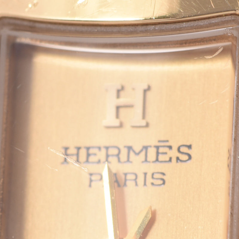 HERMES エルメス ケリーウォッチ レディース GP/革 腕時計 クオーツ ゴールド文字盤 ABランク 中古 銀蔵