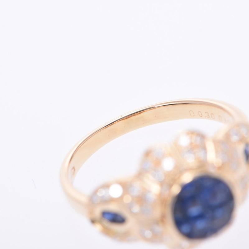Mouawad Moard Sapphire 0.63ct Diamond 0.30ct 8.5 Ladies K18 YG Ring / Ring A-Rank Used Silgrin