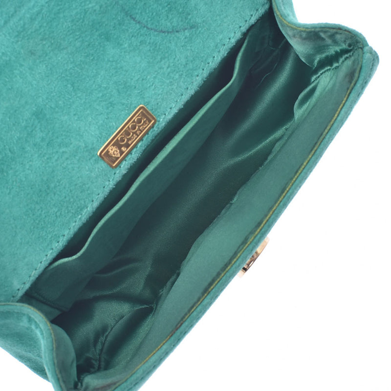 Gucci Gucci Bamboo 2way Mini Bag复古绿色女士绒面革手提包B排名使用水池