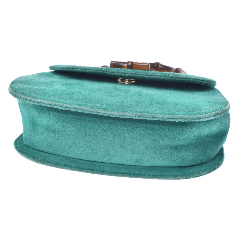 グッチ GUCCI 緑色 39.5 約24.5cm バンブー スエード モカシン