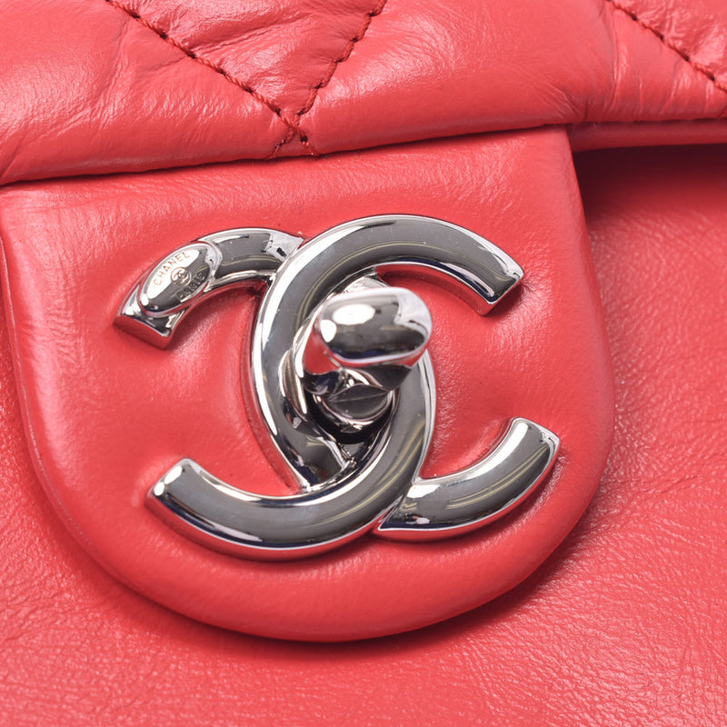 Chanel Chanel Matrasse Chain Shoulder red silver bracket Women's calf shoulder bag A rank used sinkjo