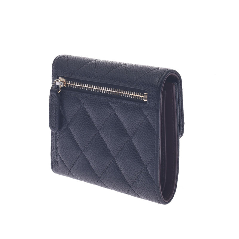 Chanel Chanel Matrasse Classic Small Flap Wallet Black Women Caviar Skin Three Origami Wallets AB Rank Used Silgrin