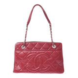 Chanel Chanel Matrasse Chain Tote Red Silver Bracket Ladies Soft Caviar Skin Tote Bag A-Rank Used Silgrin