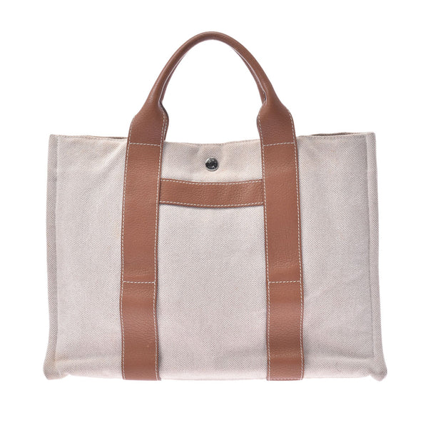 Hermes Hermes Sakan PM Beige / Tea Unisex Canvas Leather Hand Bag B Rank Used Sinkjo