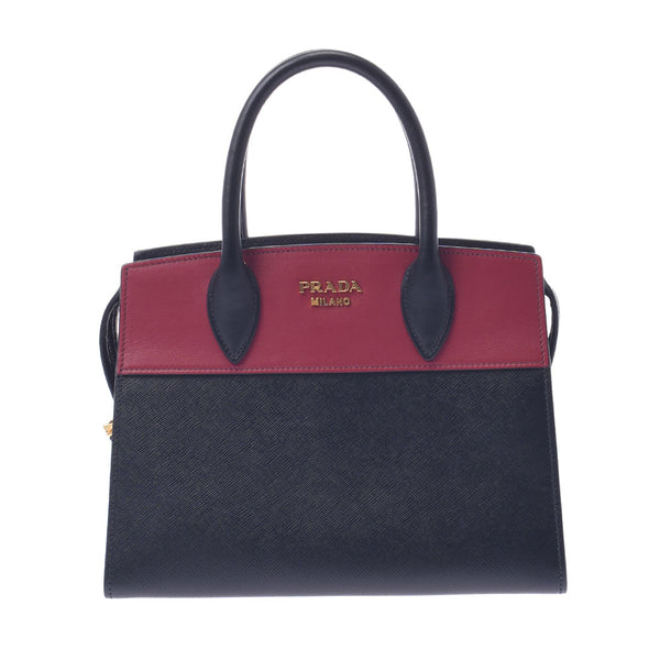 Prada 2WAY Bag Bi-Color Black /Red Gold Fittings Ladies Handbag 