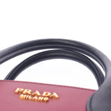 Prada Prada 2way袋双色黑色/红色金支架1ba045女子徒步旅行手提包A-Rank使用Silgrin