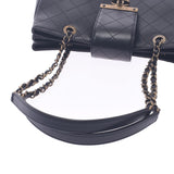 Chanel Chanel Matrasse Chain Single Black Vintage Workty女式皮革手提包一排排名使用水池
