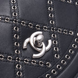 CHANEL Chanel Chain Shoulder Studs Black Silver Bracket Women's Curf Shoulder Bag A-Rank Used Silgrin