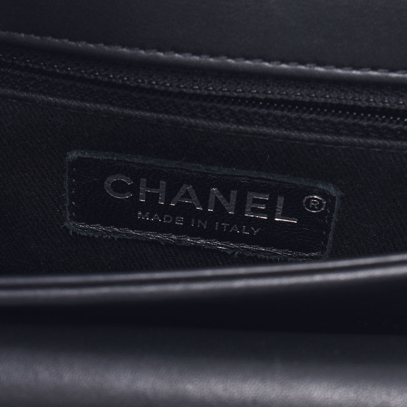 Chanel Chanel Chain肩螺柱黑银托架女式凝乳肩袋A-Rank使用二勒