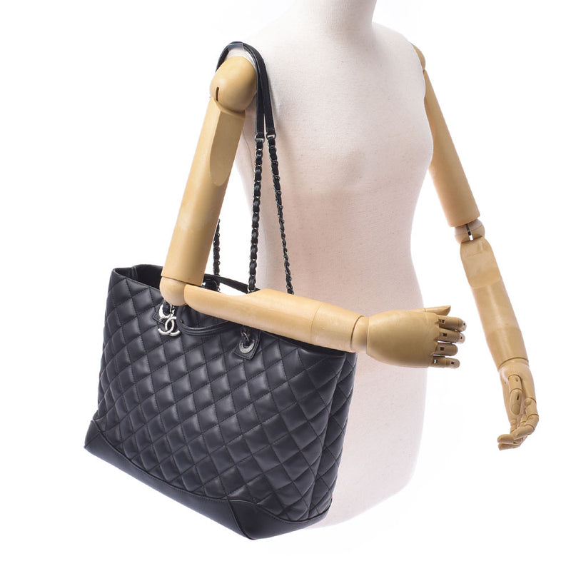 Chanel Chanel Matrasse Chain Tote Black Silver Fittings Ladies Lamskin 2way Bags A Rank Used Silgrin