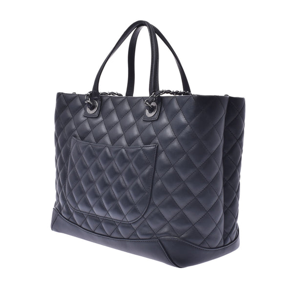 Chanel Chanel Matrasse Chain Tote Black Silver Fittings Ladies Lamskin 2way Bags A Rank Used Silgrin
