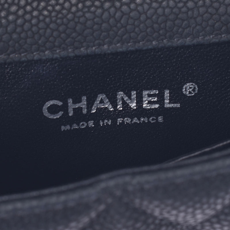 Chanel Chanel矩阵迷你链肩黑银支架女士鱼子酱皮肤肩袋A-Rank使用二勒