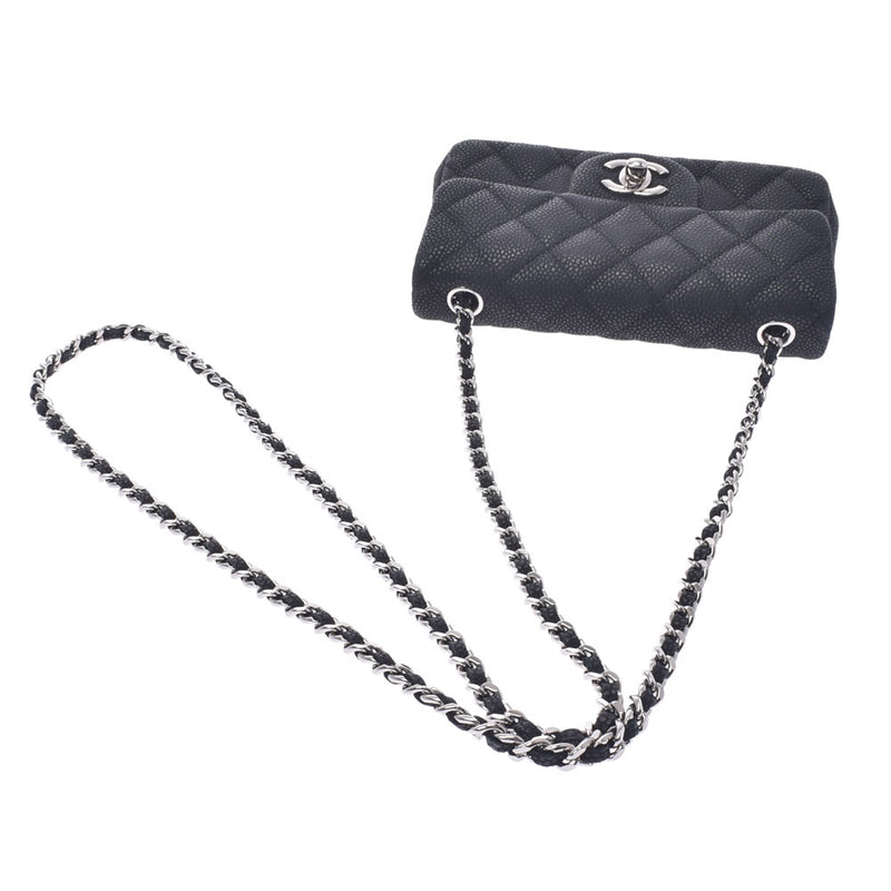 Chanel Chanel Matrassy Mini Chain Shoulder Black Silver Bracket Ladies Caviar Skin Shoulder Bag A-Rank Used Silgrin