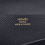 Hermes Hermes Biacans Black Black Gold Bracket D刻（2019年左右）UniSEX Voepson Long Wallet A-Rank使用Silgrin