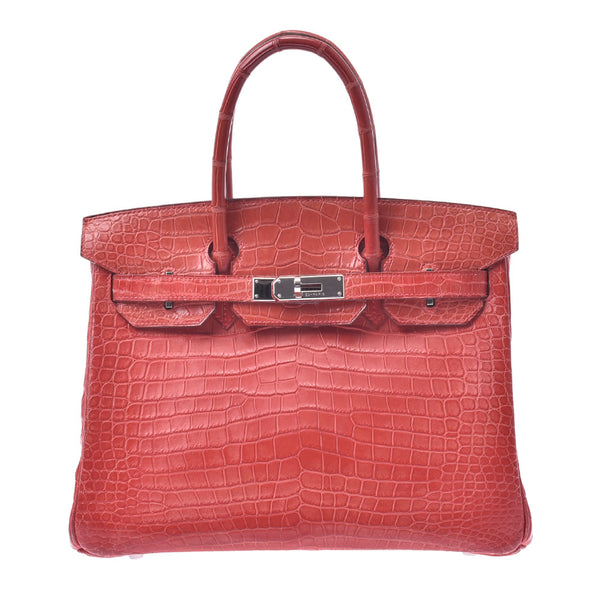 Hermes Hermes Barkin 30 Rougebif Silver Fittings □ L-engraving (around 2008) Ladies Polo Samat Handbag B Rank Used Silgrin