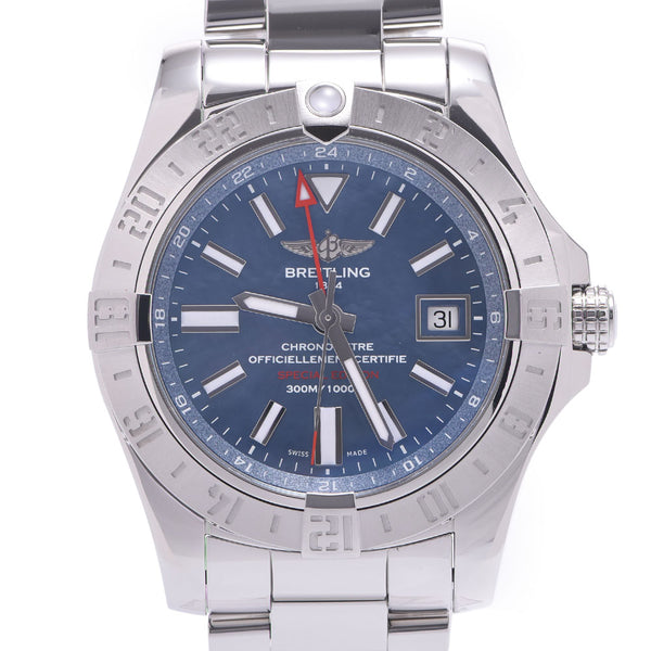 BREITLING Breitling Avenger 2 GMT A32390 / C930 Men's SS Watch Automatic Wound Blue Shell Diagram A-Rank Used Sinkjo