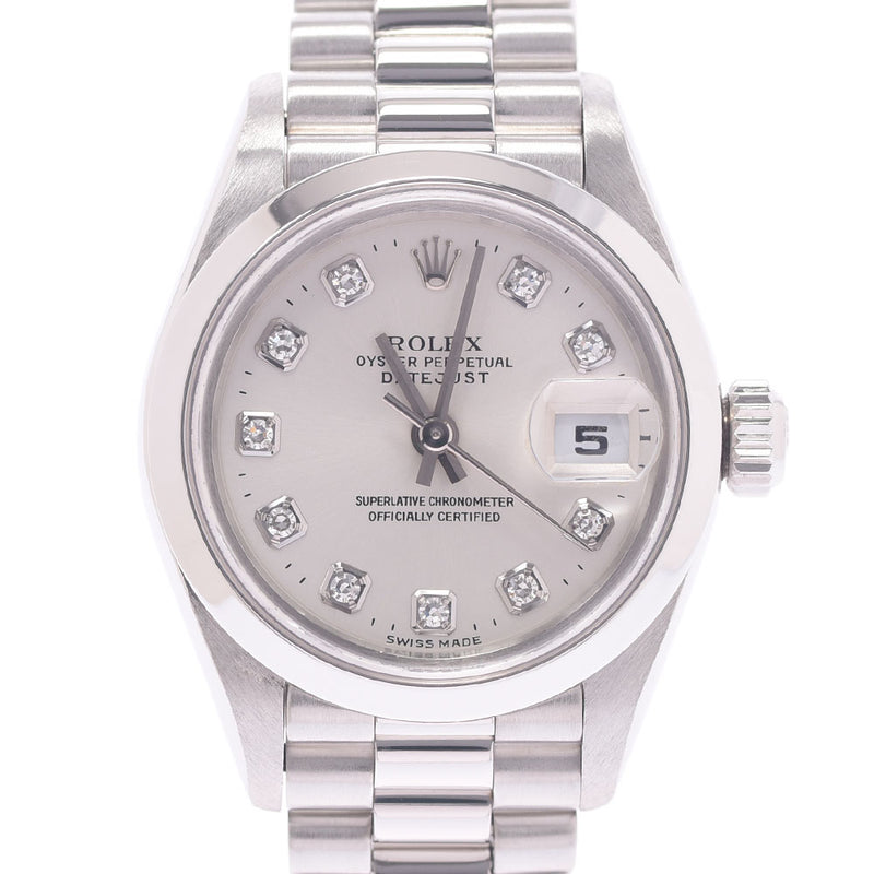 ROLEX Rolex Day Just 10P Diamond 79166G Women's PT Watch Automatic Wrap Silver Dealer A-Rank Used Silgrin