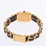 CHANEL シャネル プルミエール サイズL レディース GP/革 腕時計 クオーツ 黒文字盤 ABランク 中古 銀蔵