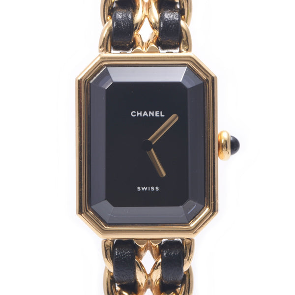 CHANEL シャネルプルミエールサイズ L Lady's GP/ leather watch quartz lindera board AB rank used silver storehouse