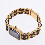 CHANEL シャネル プルミエール サイズL レディース GP/革 腕時計 クオーツ 黒文字盤 ABランク 中古 銀蔵