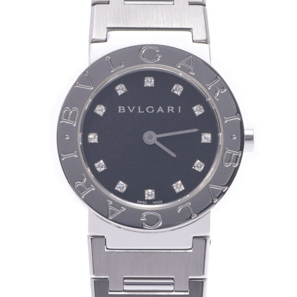 BVLGARI ブルガリ ブルガリブルガリ26 12Pダイヤ BB26SS レディース SS 腕時計 クオーツ 黒文字盤 Aランク 中古 銀蔵