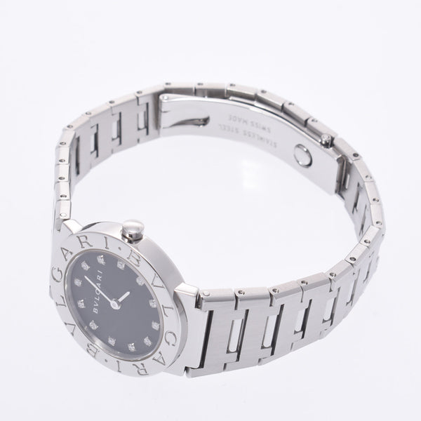 BVLGARI Bvlgari Bvlgari Bvlgari 26 12P Diamond BB26SS Ladies SS Watch Quartz Black Dial A Rank Used Ginzo