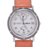 HERMES エルメス クリッパーGMT ドゥブルトゥール CL5.710 レディース SS/革 腕時計 自動巻き 白文字盤 Aランク 中古 銀蔵