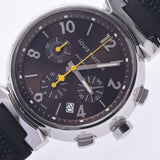 LOUIS VUITTON Louis Vuitton Tambour Chrono Q1121 Men's SS/Leather Watch Automatic Brown Dial A Rank Used Ginzo