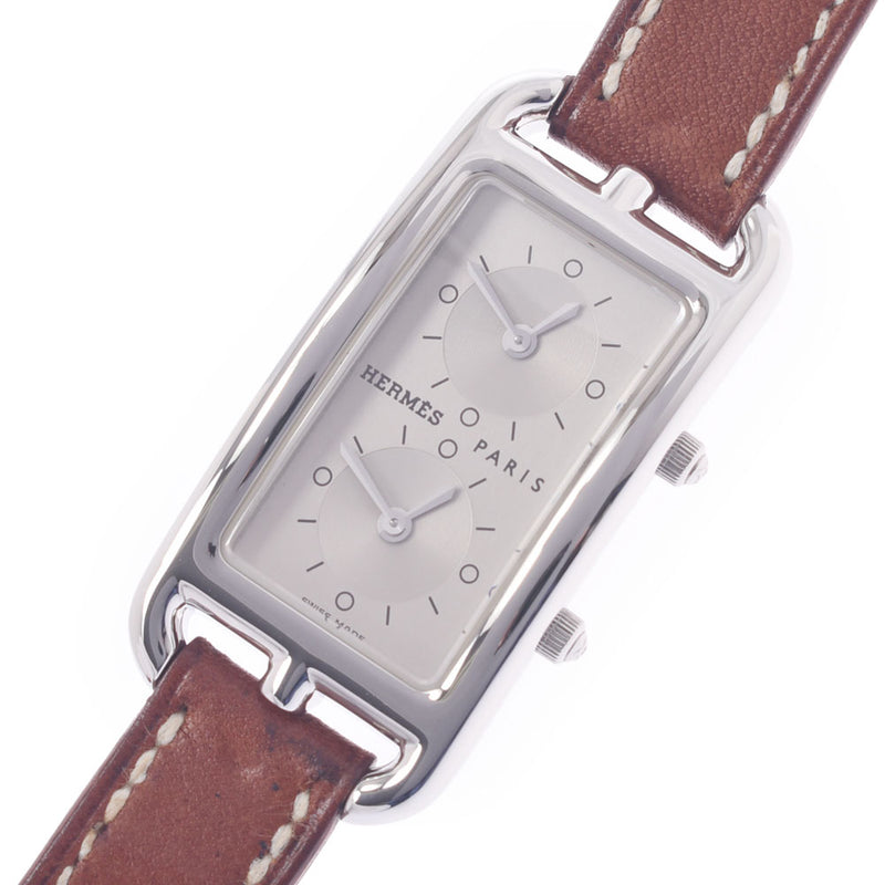 Hermes Hermes Cape Cod Du Zone Douboutur CC 3.210 Women's SS / Leather Watch Quartz Silver Shaver A Rank Used Silver