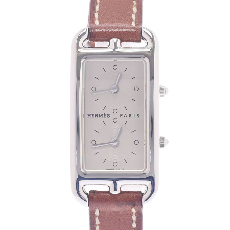 Hermes Hermes Cape Cod Du Zone Douboutur CC 3.210 Women's SS / Leather Watch Quartz Silver Shaver A Rank Used Silver