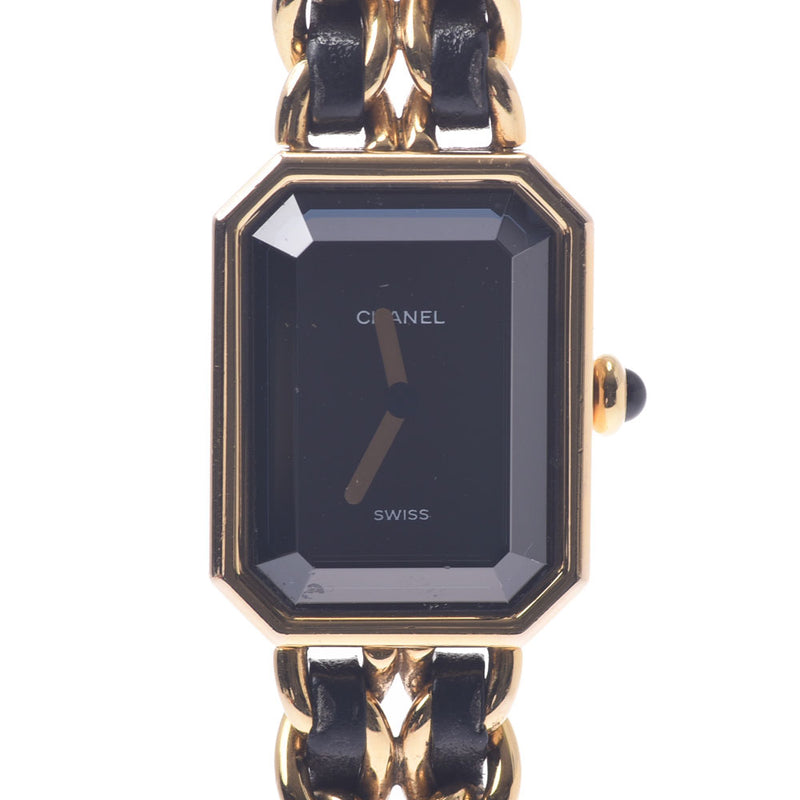 CHANEL シャネルプルミエールサイズ M Lady's GP/ leather watch quartz lindera board AB rank used silver storehouse