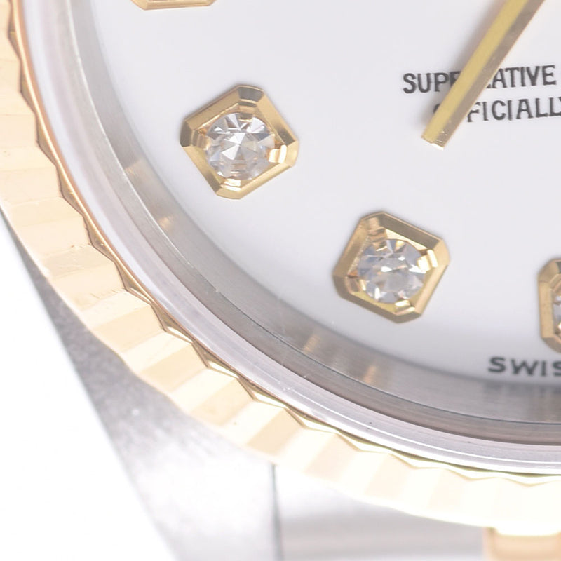 ROLEX 劳力士日期只是 10P 钻石 79173G 女士 YG/SS 手表自动绕组白色表盘 A 级二手银藏