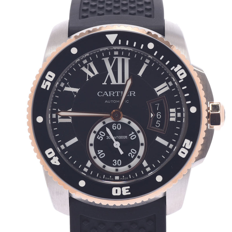 CARTIER Cartier Caribr de Cartier Diver CRW7100055 Men's SS/PG/Rubber Watch Automatic Black Dial A Rank Used Ginzo