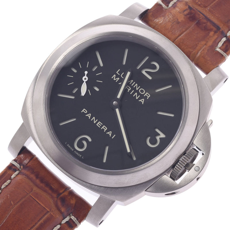 Officine Panerai Officeene Panerai Luminor Marina PAM00177男士SS /皮革手表手工滚黑文件A-Rank使用水池