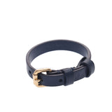 LOUIS VUITTON Louis Vuitton Maison fondee en 1854 #17 Navy Blue Gold Fittings Unisex Calf Bracelet AB Rank Used Ginzo